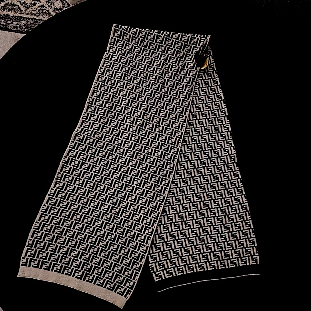 Fendi Black and White Logo Scarf
